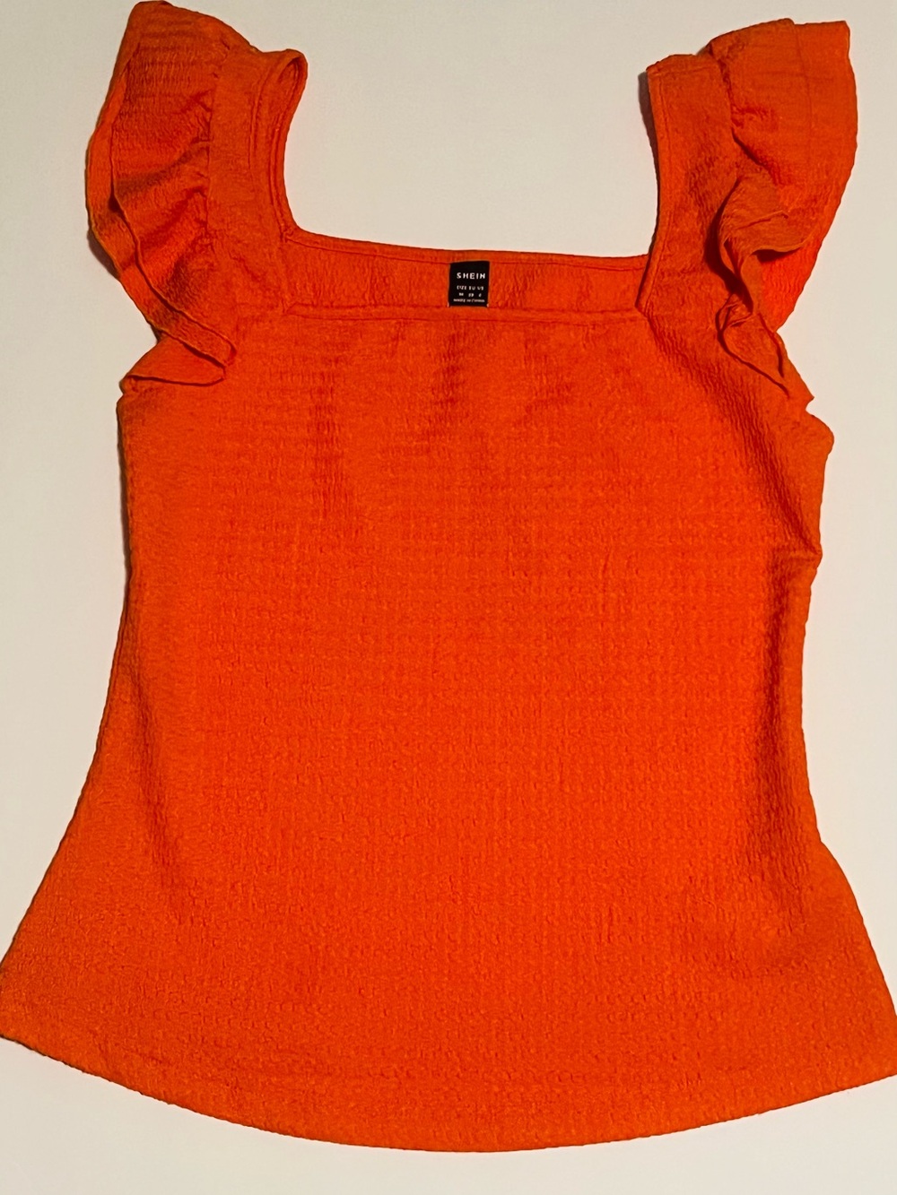 SHEIN Vibrant Orange Square Neck Ruffle Tank